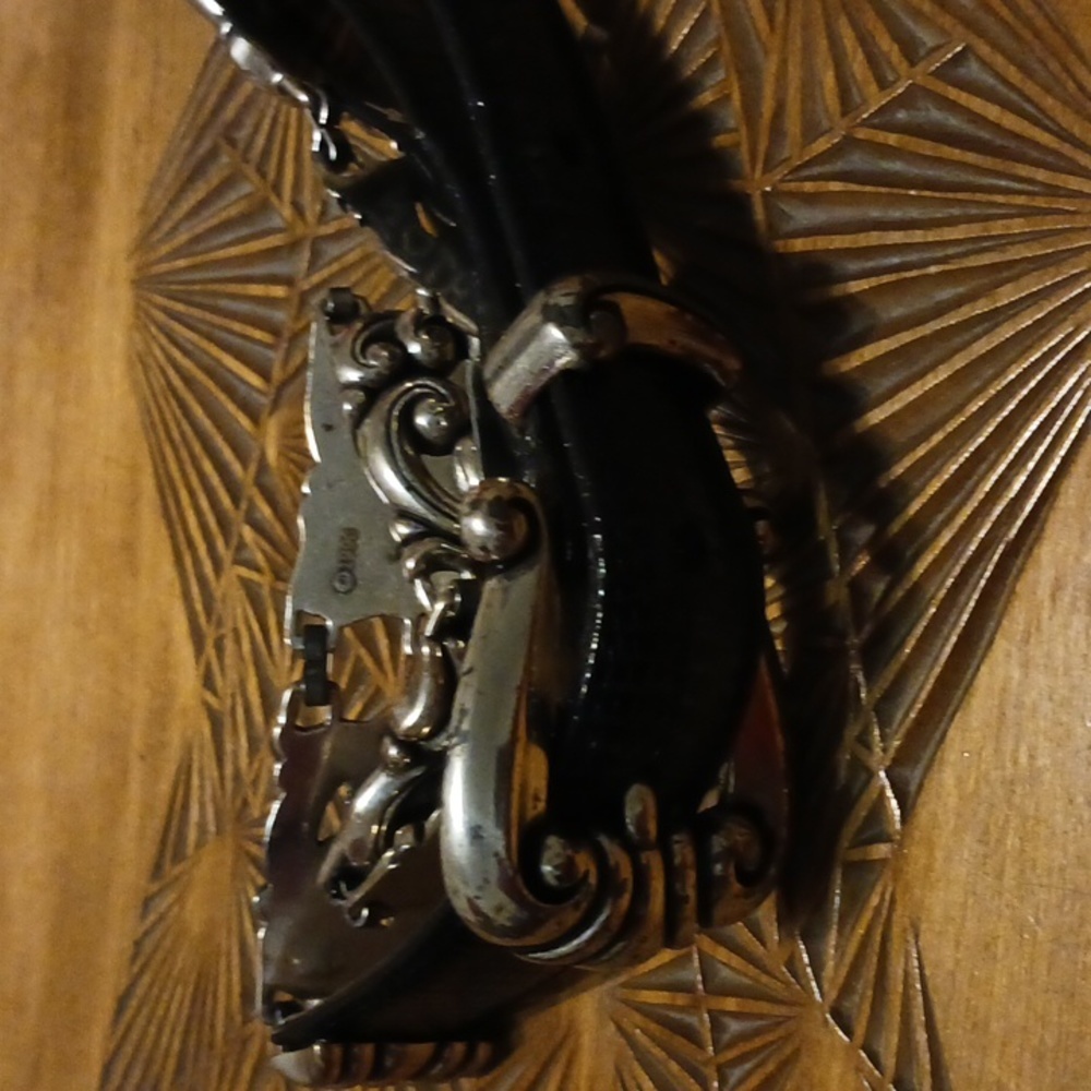 Vtg Brighton Y2k  1996 Black Leather & Silver  Concho Link Belt size Small - Picture 4 of 8